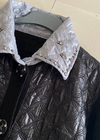 Düğmeli Uzun Gri Kadın Ceket - Görsel 3