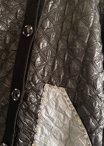 Düğmeli Uzun Gri Kadın Ceket - Görsel 2