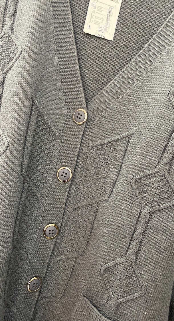 Gri Örgü Kadın Hırka, Normal Boy, Rahat Kesim - Görsel 2