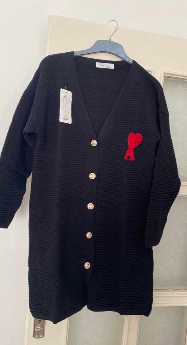 Düğmeli Siyah Uzun Kollu Triko Hırka - Görsel 3