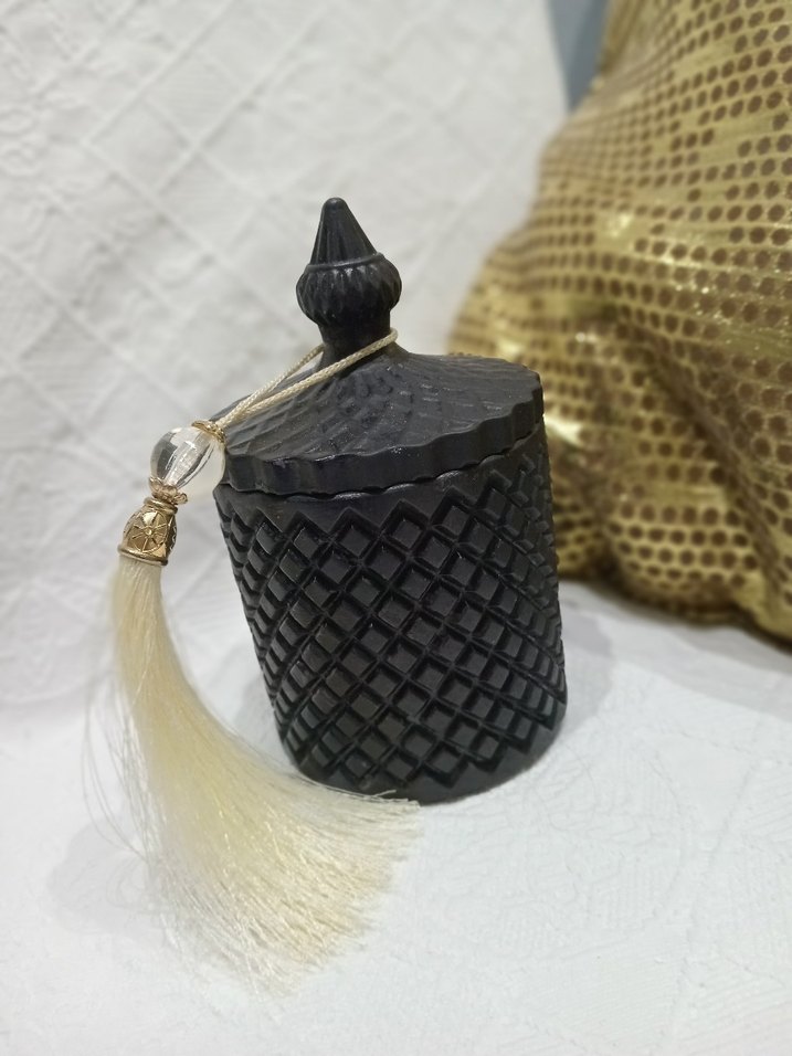 Siyah Kapaklı Dekoratif Mumluk - Görsel 2