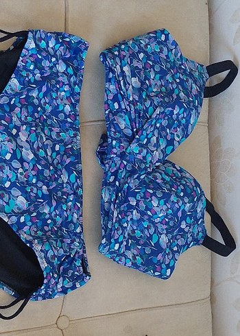 42 Beden Mavi Baskılı Dökümlü Bikini