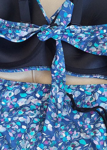 42 Beden mavi Renk Mavi Baskılı Dökümlü Bikini