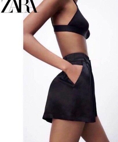 Zara ipek saten şort xs