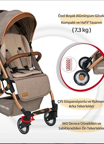 Diğer Beden camel Renk Tommy baby bebek arabası