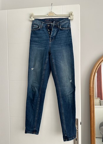 Colins Düğmeli Mavi Kadın Denim Pantolon