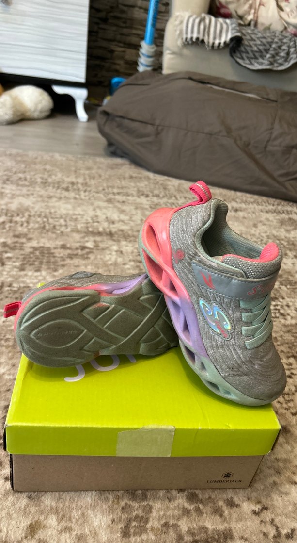 Kız Çocuk Gri Spor Ayakkabı Velcro - Görsel 5