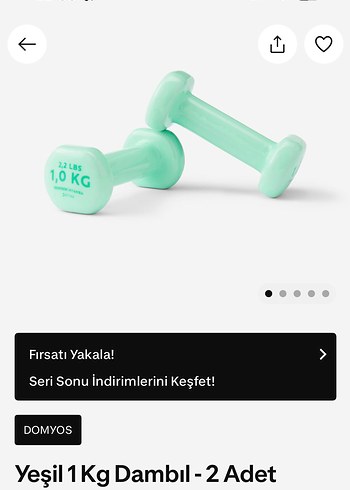 Decathlon Yeşil 1 Kg Dambıl - 2 Adet