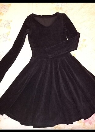 Kadife Siyah Elbise 