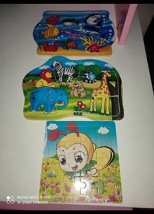 Fisher Price 3 adet ahşap yapboz