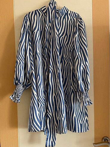 Zebra desenli saten tunik