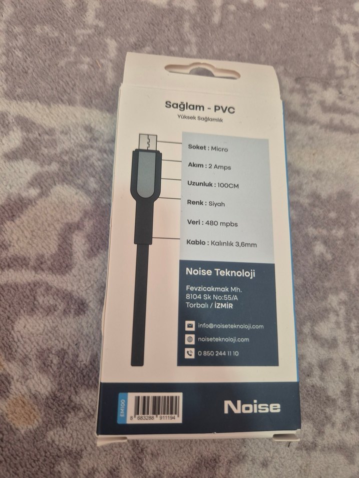 Noise 1 Metre Mikro USB Şarj Kablosu Siyah - Görsel 2