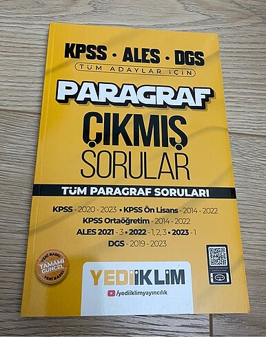 Yediiklim paragraf çıkmış sorular kitabı