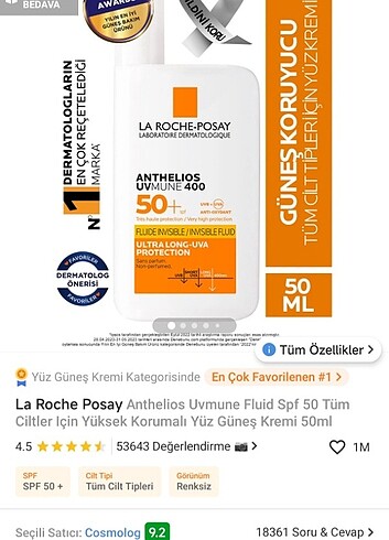 La Roche-Posay güneş kremi 