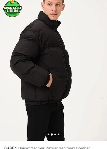 Siyah şişme mont - Görsel 5