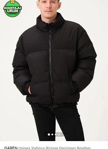 Siyah şişme mont - Görsel 6