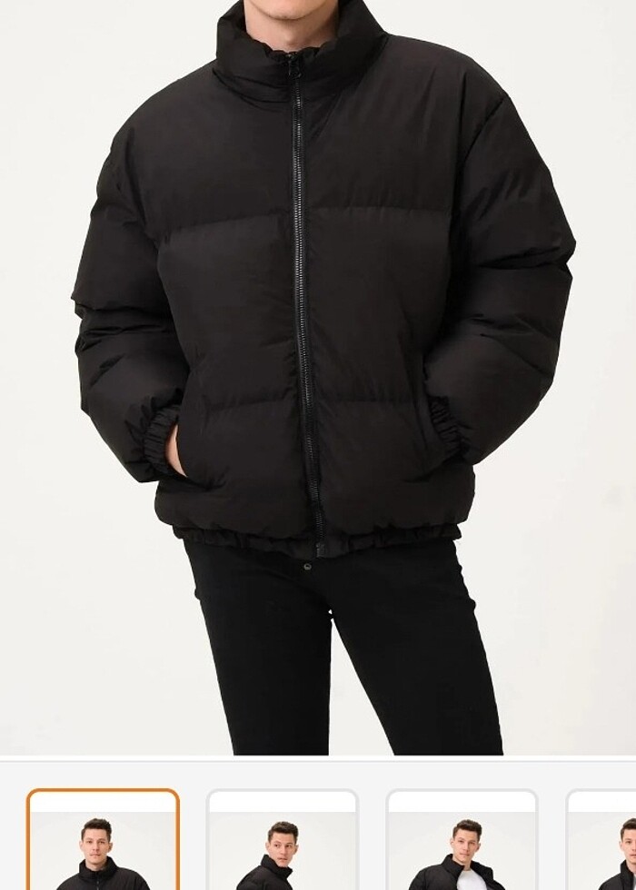 Siyah şişme mont - Görsel 2