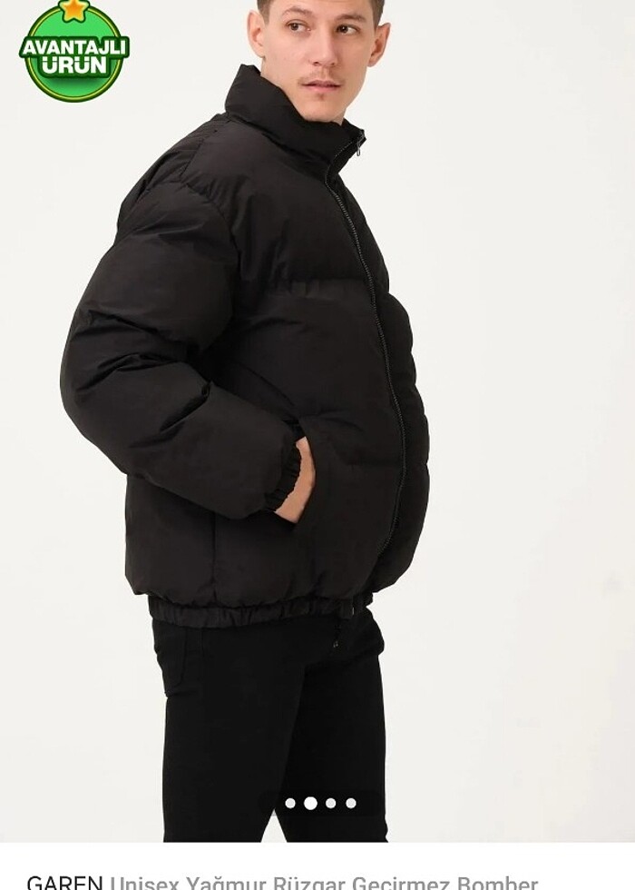 Siyah şişme mont - Görsel 5