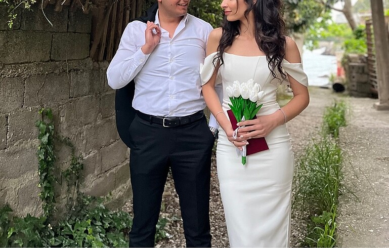 36 Beden beyaz Renk Bir saat giyilmiş nikah elbisesi