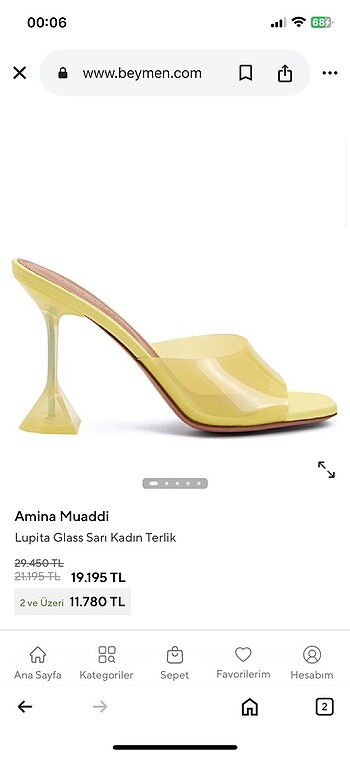 39 Beden Amina Muaddi sarı 39