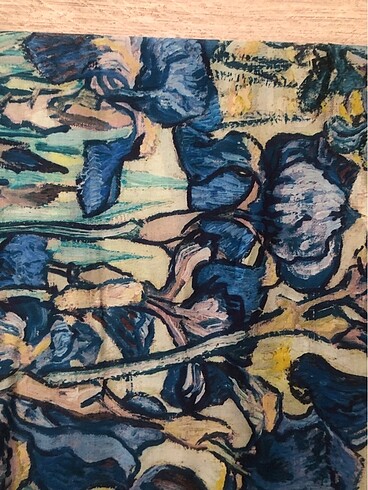 Beden mavi Renk Van gogh tablo desenli şal