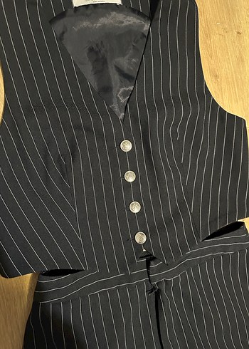 Lacivert Çizgili Kadın Takım Elbise - Görsel 2