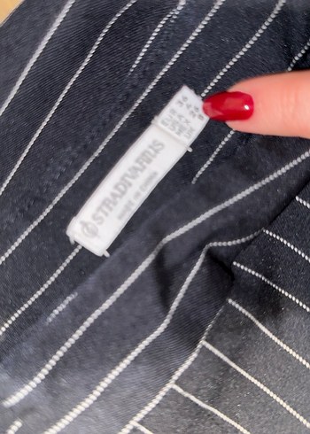 Lacivert Çizgili Kadın Takım Elbise - Görsel 5