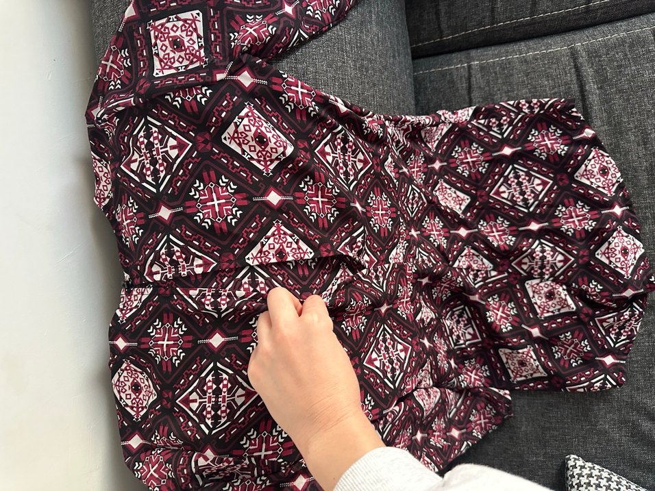 Bordo Desenli Bohem Uzun Kollu Tulum transparan - Görsel 4