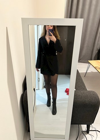 Siyah Uzun Kesim Ofis elbisesi - Görsel 3