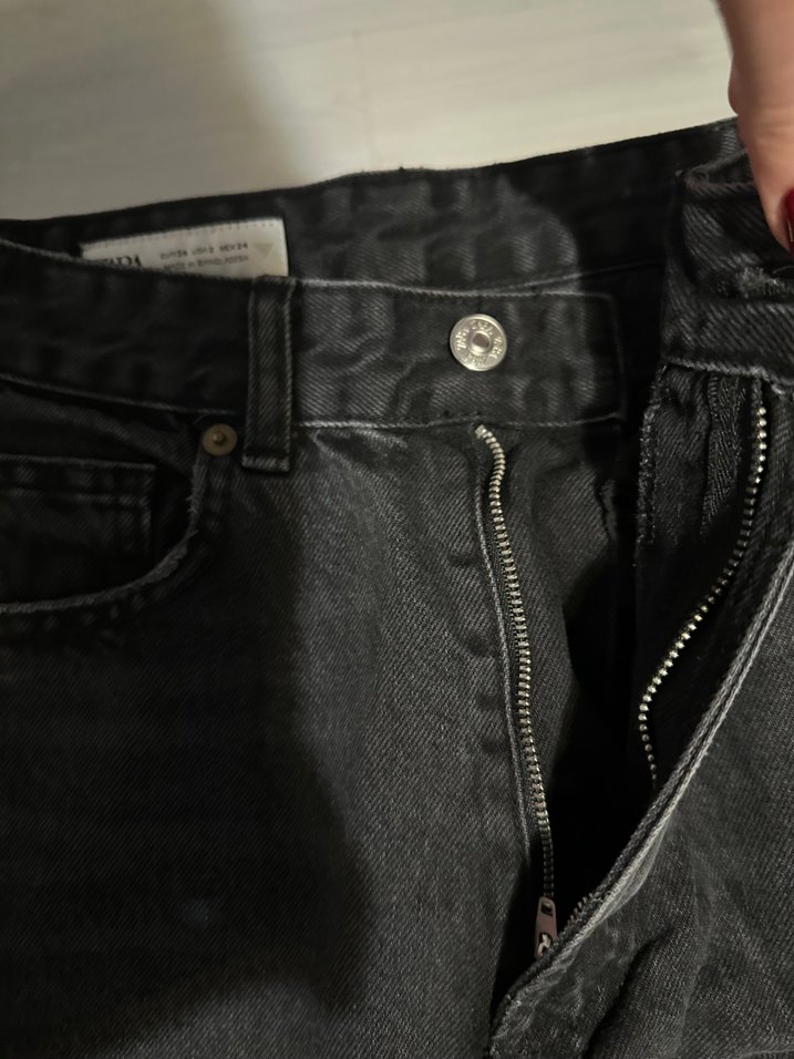 Antrasit wide leg  Kadın Denim Pantolon - Görsel 3