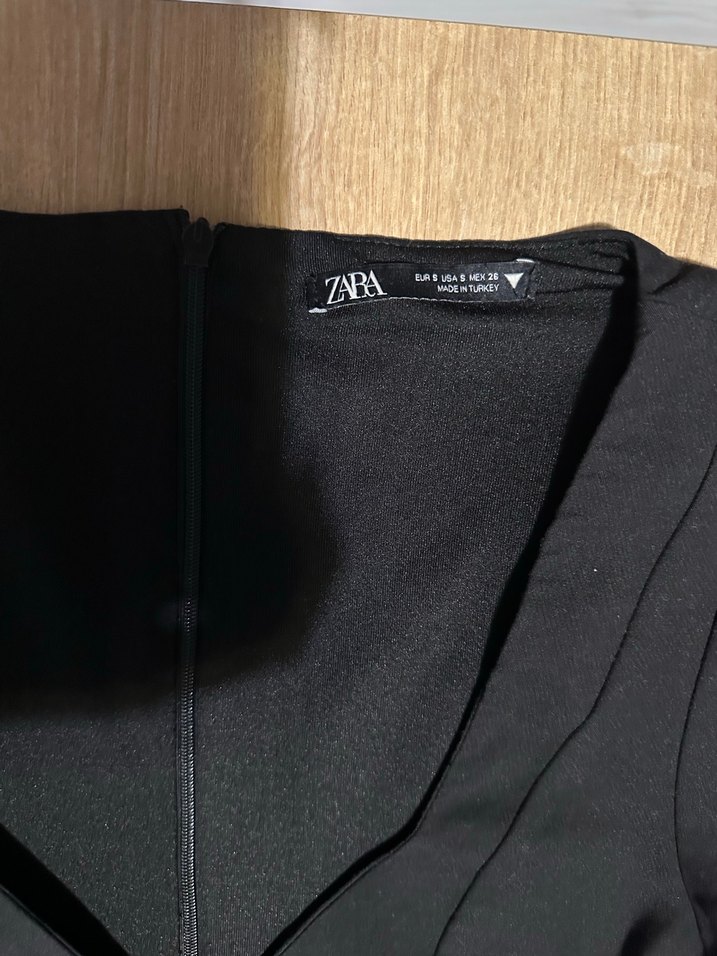 Siyah V Yaka Uzun Kollu Mini Elbise - Görsel 2