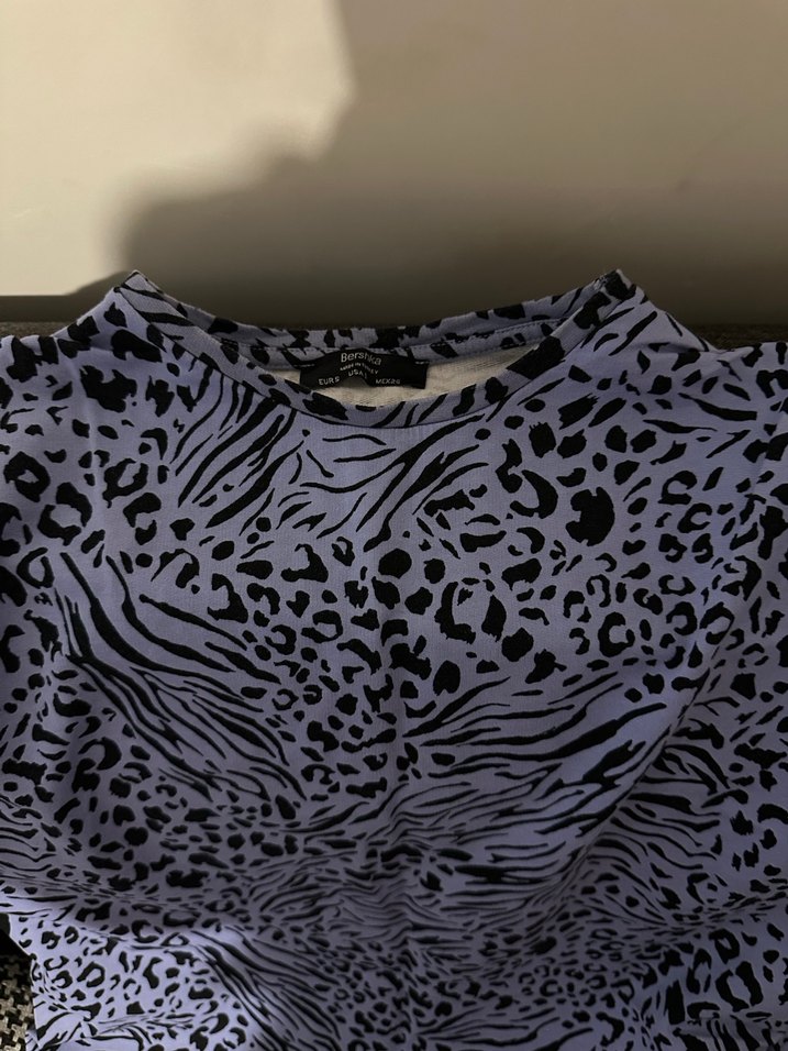 Kemerli Mor Zebra Desenli Mini Elbise - Görsel 4