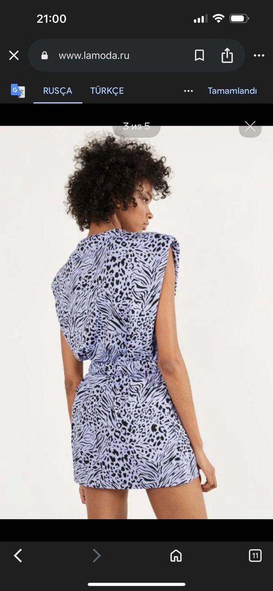 Kemerli Mor Zebra Desenli Mini Elbise - Görsel 3