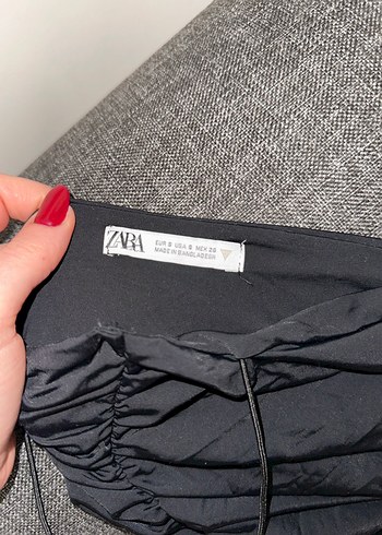 Siyah Straplez Drapeli uzunElbise - Görsel 2