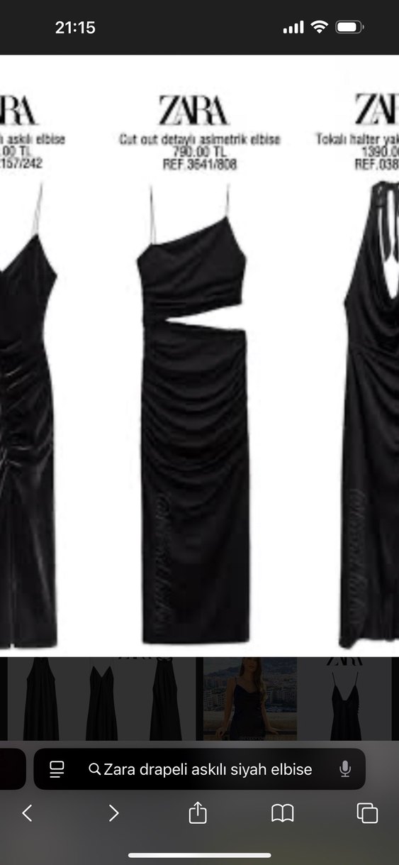 Siyah Straplez Drapeli uzunElbise - Görsel 3