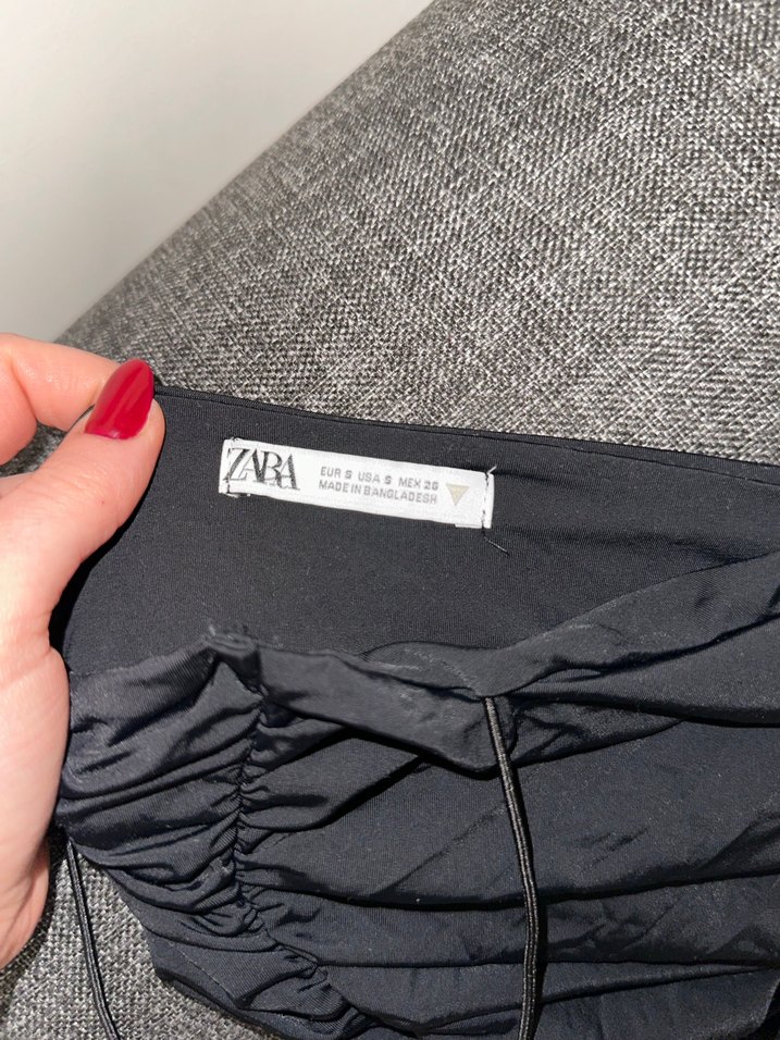 Siyah Straplez Drapeli uzunElbise - Görsel 2