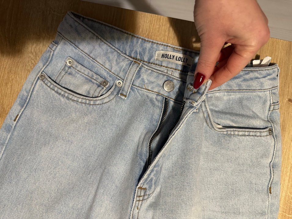 Buz mavi straight Bol Kesim Denim Jean - Görsel 3