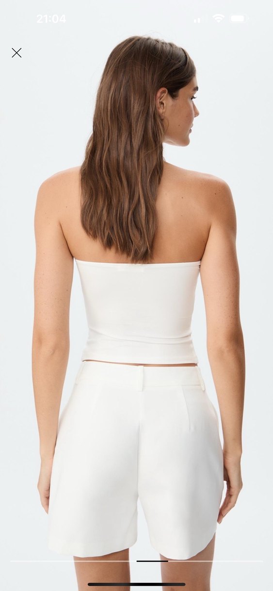 Beyaz kumaş şık şort - Görsel 4