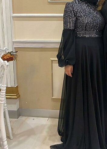 38 Beden siyah Renk Tesettür abiye
