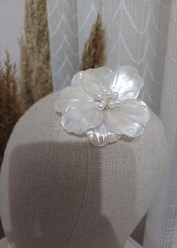 İnci Detaylı Beyaz İpek Saç Aksesuarı - Görsel 2