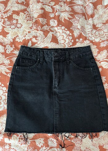 Kadın Siyah Denim Mini Etek