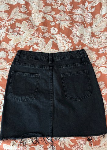 s Beden Kadın Siyah Denim Mini Etek