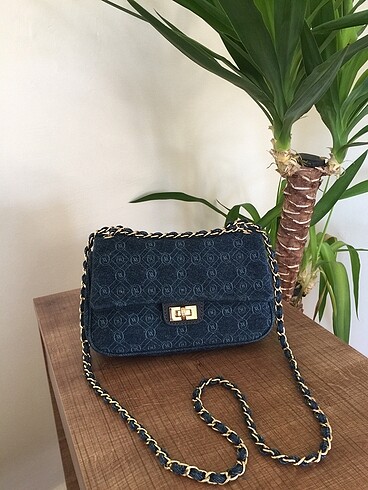 Beden Vakko denim monogram desen orjinal çanta