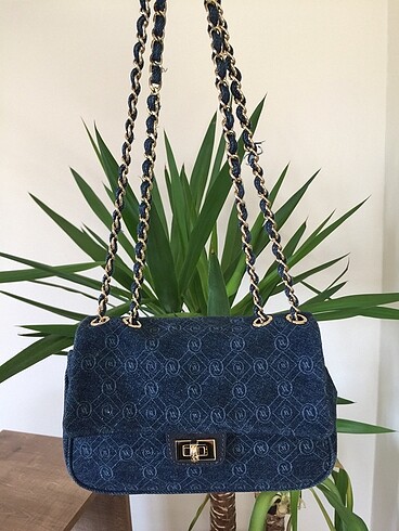 Vakko Vakko denim monogram desen orjinal çanta
