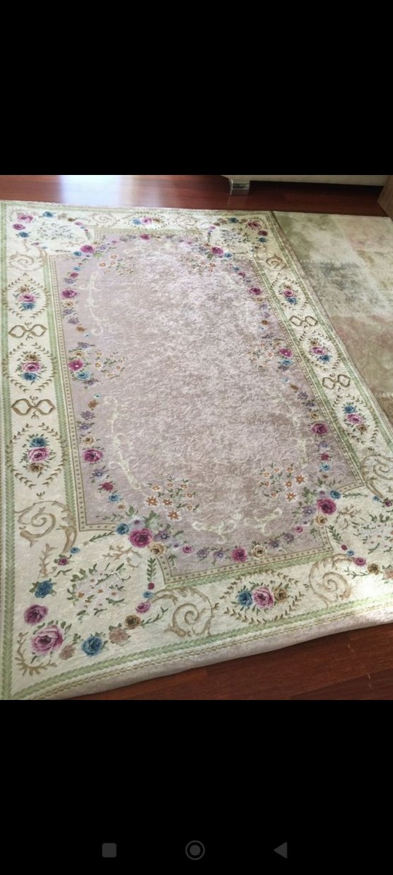 Bej pudra Çiçek Desenli  Halı örtüsü 4 metrekare - Görsel 3