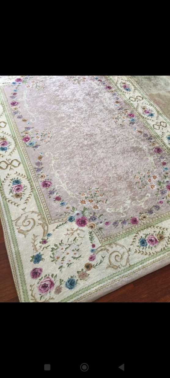 Bej pudra Çiçek Desenli  Halı örtüsü 4 metrekare - Görsel 4