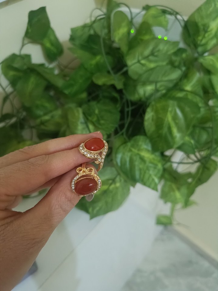 akik model Kırmızı Bohem Kadın Yüzük - Görsel 2