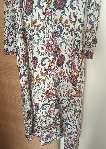 Uzun Kol Çiçek Desenli Bohem Elbise - Görsel 4