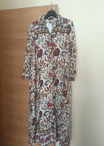 Uzun Kol Çiçek Desenli Bohem Elbise - Görsel 6