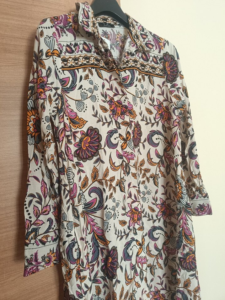 Uzun Kol Çiçek Desenli Bohem Elbise - Görsel 3